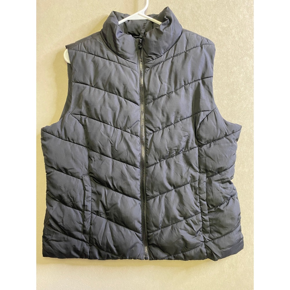 Aeropostale Mens Puffer Vest Black Chevron Quilted Full Zip Sleeveless Jacket XL